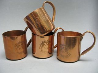 Vintage Copper Mugs - 3 Moscow Mule & One Rare Toddy Mug - Solid Copper