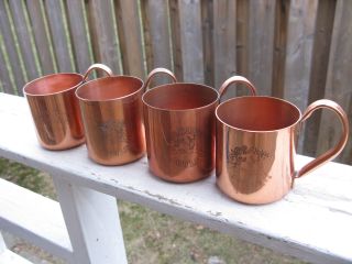 Vintage copper mugs - 3 Moscow Mule & one rare Toddy Mug - solid copper 2