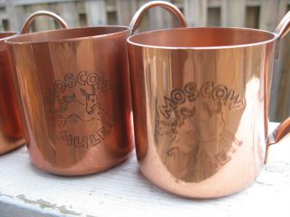 Vintage copper mugs - 3 Moscow Mule & one rare Toddy Mug - solid copper 3