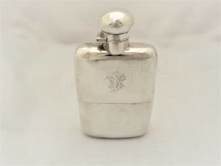 All Solid Silver Spirit Hip Flask London 1903
