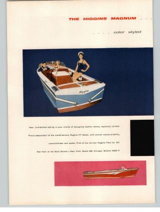 1957 Paper Ad 2 Pg Higgins Color Pt Boats Motorboat Boat