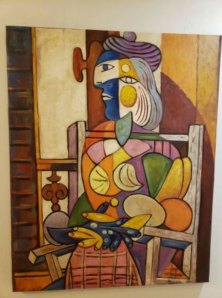 Older Painting By Pablo Picasso In Cedar Frame (high Care)