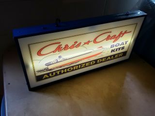 Glass Face Light Up Advertising Sign Chris Craft Authorized Dealer 2