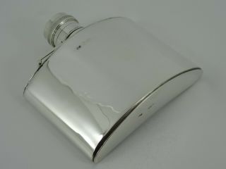Lovely Edwardian Solid Sterling Silver Spirit Pocket Hip Flask Birmingham 1905