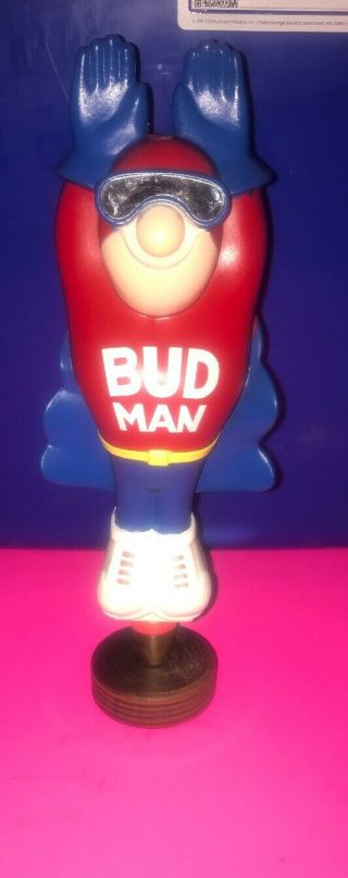 Vintage Budman Tap Flying Bud Man Budweiser Beer Tap Handle Rare