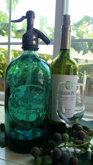 Vintage Green Glass Soda Seltzer Siphon Bottle Montero Y Martinez Buenos Aires