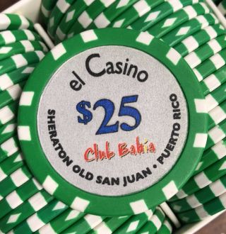 100 $25 El Casino Club Bahia Chips - Sheraton - Old San Juan Puerto Rico -