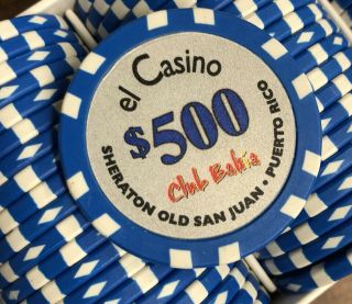 100 $500 El Casino Club Bahia Chips - Sheraton - Old San Juan Puerto Rico -