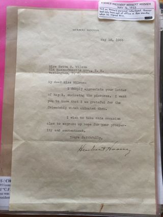 Herbert Hoover,  Letter On Personal Stationary,  1933