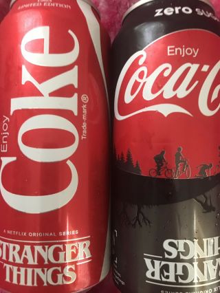 Stranger Things Coca - Cola & Coke Zero Sugar 1985 Limited Edition Cans 16 Oz