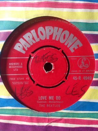 THE BEATLES LOVE ME DO 45 1ST PRESSING RED LABEL MATRIX 7XCE17144 - 1N/177145 - 1N 3