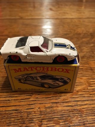 Vintage Matchbox Lesney 41 Ford Gt With Red Hubs,  Box