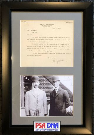1910 Wilbur Wright Typed Signed Letter Tls Aviation Autograph W/ Orville Psa/dna