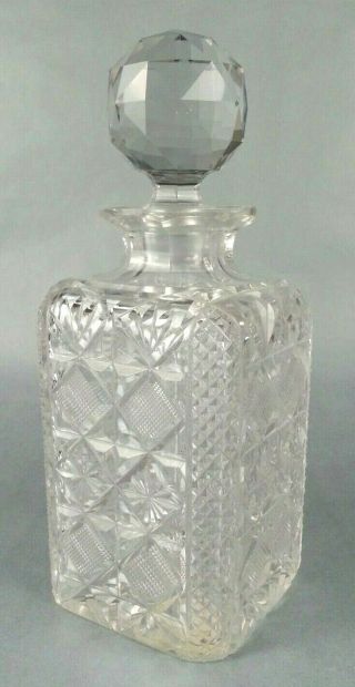 Antique Vintage Cut Glass Decanter Bottle W/ Stopper