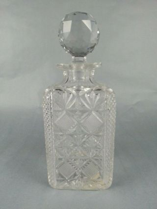 Antique Vintage Cut Glass Decanter Bottle W/ Stopper 2