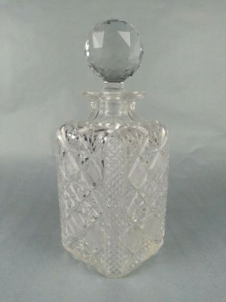 Antique Vintage Cut Glass Decanter Bottle W/ Stopper 3