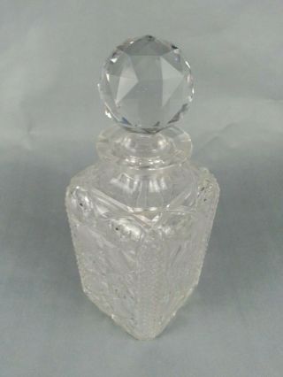 Antique Vintage Cut Glass Decanter Bottle W/ Stopper 4