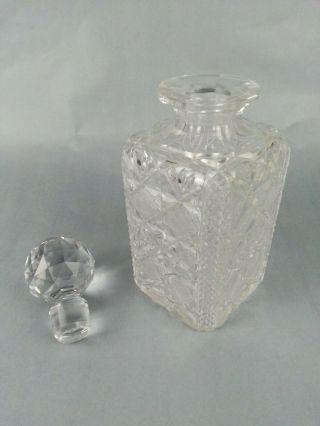 Antique Vintage Cut Glass Decanter Bottle W/ Stopper 5