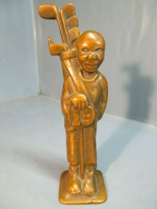 Pattent 1932 Cast Brass (not Iron) Figural Bottle Opener Black Golf Caddie Rare