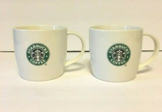 Set Of 2 Starbucks 2008 Bone China Siren Mermaid Logo 12oz Coffee Mug Cup