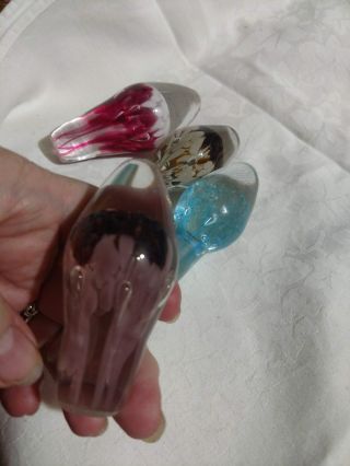 4 Art Glass Decanter Carafe Wine Bottle Stoppers Pink Blue Purple Brown 5