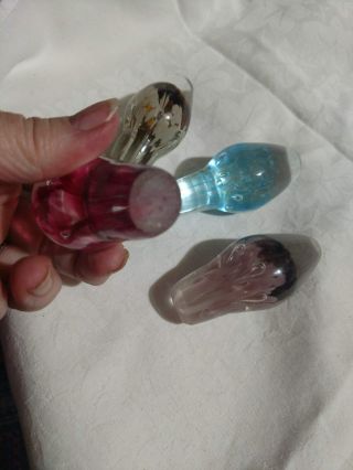 4 Art Glass Decanter Carafe Wine Bottle Stoppers Pink Blue Purple Brown 6