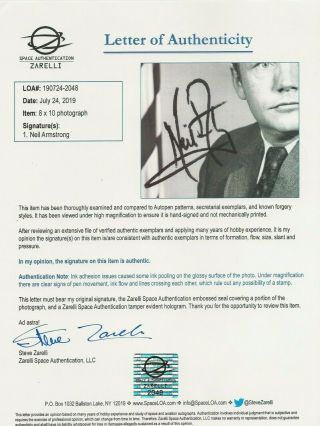 NEIL ARMSTRONG hand signed Apollo 11 8x10 autographed ZARELLI 2