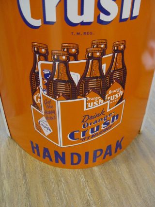 Old Tin Orange Crush Handipak Bottles Soda Advertising String Twine Holder Sign 3