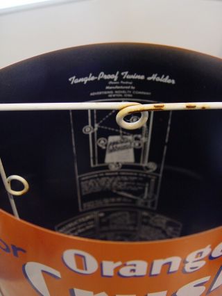 Old Tin Orange Crush Handipak Bottles Soda Advertising String Twine Holder Sign 5