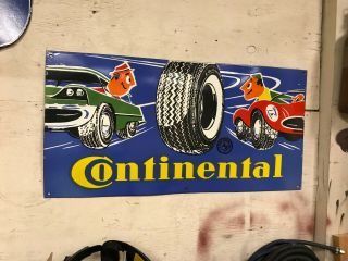 " Continental Tires " Large,  Heavy Porcelain Advertising Sign,  40 " X 20 ",  Sign