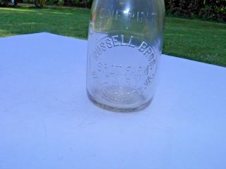 Rare Pint Milk Bottle Russell Bros Spot Farm Dairy Winchester V.  A. 2