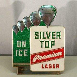 Silver Top On Ice Self Standing Die - Cut Composite Beer Sign Duquesne Pittsburgh,