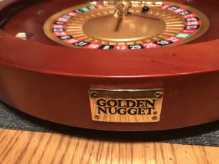 Golden Nugger Casino Wooden Roulette Wheel,  Red/brown Mahogany,  18 "