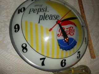 1950 ' s PEPSI COLA ADVERTISING DOUBLE BUBBLE CLOCK 15 