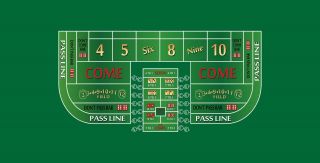 Craps Layout Single Dealer 6 To 8 Foot Choice Of 4 Colors