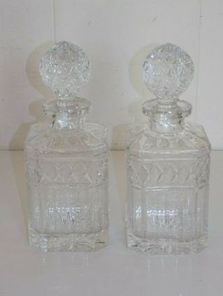 Pair Heavy Cut Glass Decanters