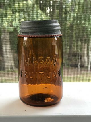 Amber Mason Fruit Jar Pint Jar Mason Jar Canning Jar