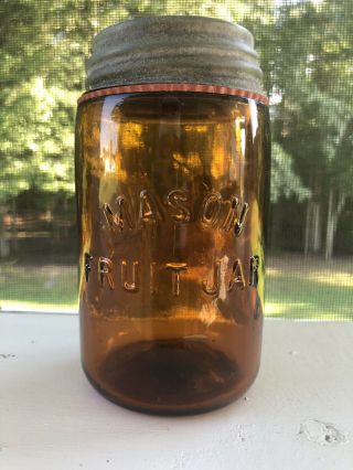 Amber Mason Fruit Jar Pint Jar Mason Jar Canning Jar 2
