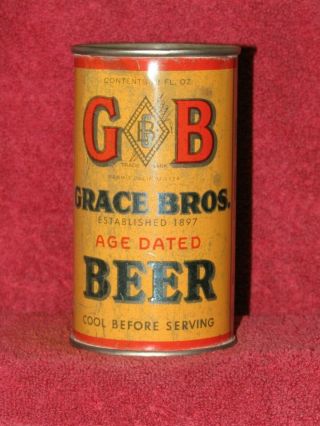 Grace Bros Age Dated Beer I/o Flat Top Beer Can Grace Bros Brewing Co Santa Rosa
