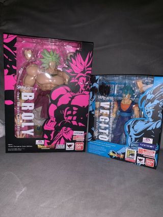 Sdcc 2018 Tamashii Nations Exclusive Set Of 2 S.  H.  Figuarts Broly & Vegito