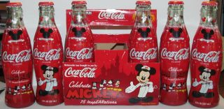 Coca - Cola Celebrate Mickey 75 Inspearations Coke Bottle Disney Mouse Le 6 - Pack