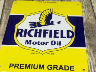 Vintage Richfield Motor Oil Porcelain Gas Highway Service Station Pump Sign Bird