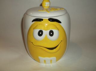 Gallerie Yellow M & M Porcelain Candy Or Cookie Jar 7.  5 " X 5.  63 "