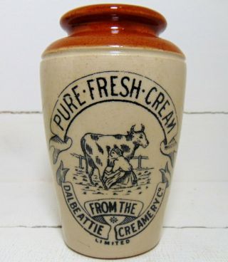Dalbeattie Creamery Milkmaid & Cow Pictorial Pure Fresh Cream Pot C1910