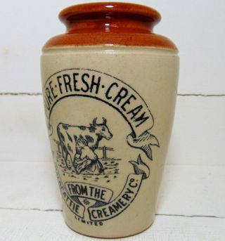 Dalbeattie Creamery Milkmaid & Cow Pictorial Pure Fresh Cream Pot c1910 3