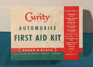 Vintage Curity Automobile First Aid Kit Tin Empty Tin Only No Contents