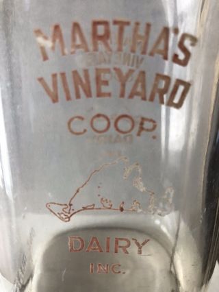 Two Very Rare Marthas Vineyard Dairy Coop Milk Bottles.  one Quart And One Half 2