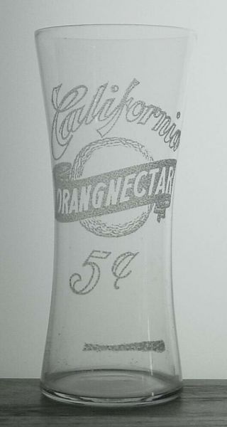 California Orangnectar Advertising Etched Soda Glass