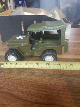 Vintage Tonka Army Green Metal Military Jeep With Top 1970’s In Exc.
