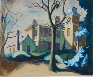 Leone Bowers Hamilton (1903 - 1981) Old Cooper House,  Decatur,  Ga Gouache,  Framed